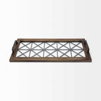 HomeRoots Brown Wood with Geometrically Metal Frame and Glass Bottom Tray