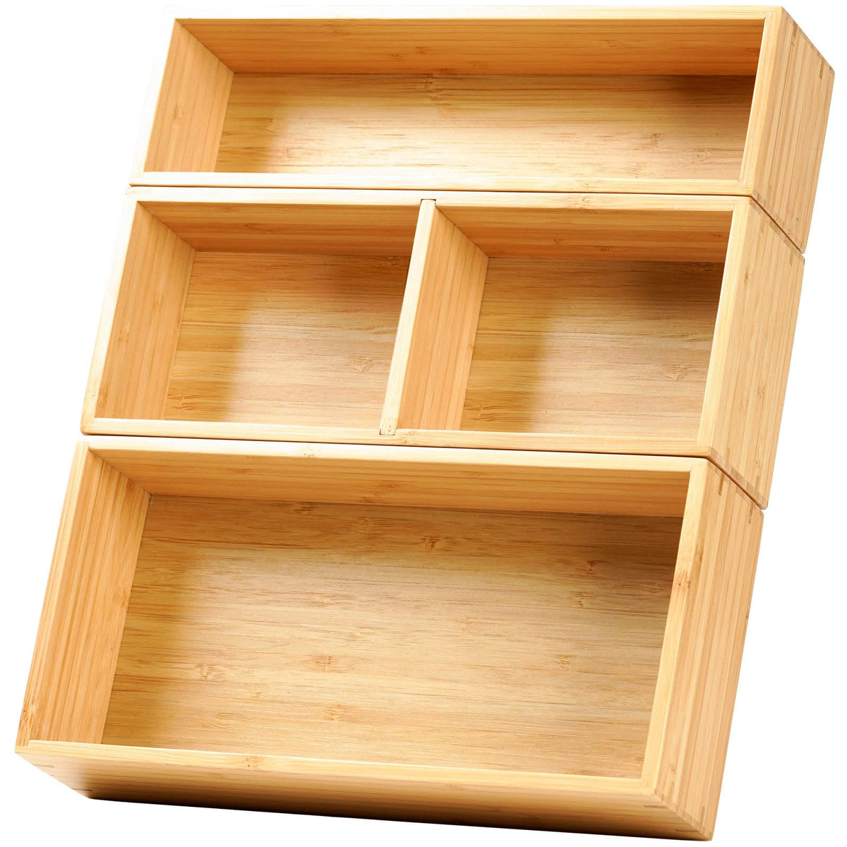 Bamboo Drawer Organizers Set of 3 Storage Boxes and Bins, Extra Deep (2.5) for More Load Capacity, MultiUse for Kitchen, Pantr