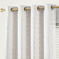 Jinchan 100% Blackout Boho Curtains 72 Inches Long For Bedroom Living Room Golden Geometric Foil Printed Grommet Top Room Darkening Thermal Insulated Window Drapes Off White 52X72 2 Panels