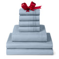 Mellanni Split King Sheet Set - 7-Piece Iconic Collection Bedding, (Including 4 Pillowcases), 16-Inch Deep Pocket, Easy Care, Extra Soft, Cooling Sheets, Brushed Microfiber - Blue Hydrangea