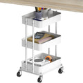 Simple Houseware 3-Tier Compact Utility Rolling Cart, Low 24    Height Fits Under Desk, Space-Saving Storage for Home Office, Di