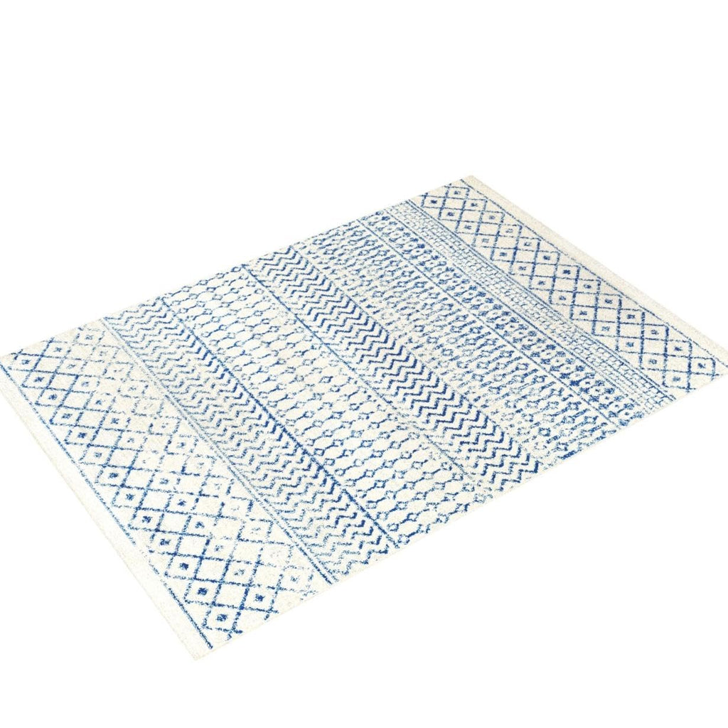 Livabliss Chester Boho Moroccan Area Rug, 7'10'' X 11', Cream/Royal Blue