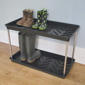 Tierra Garden 2-Tiered Recycled Plastic Boot Tray, Durable 2 Tier Shoe Rack for Boots (Black)