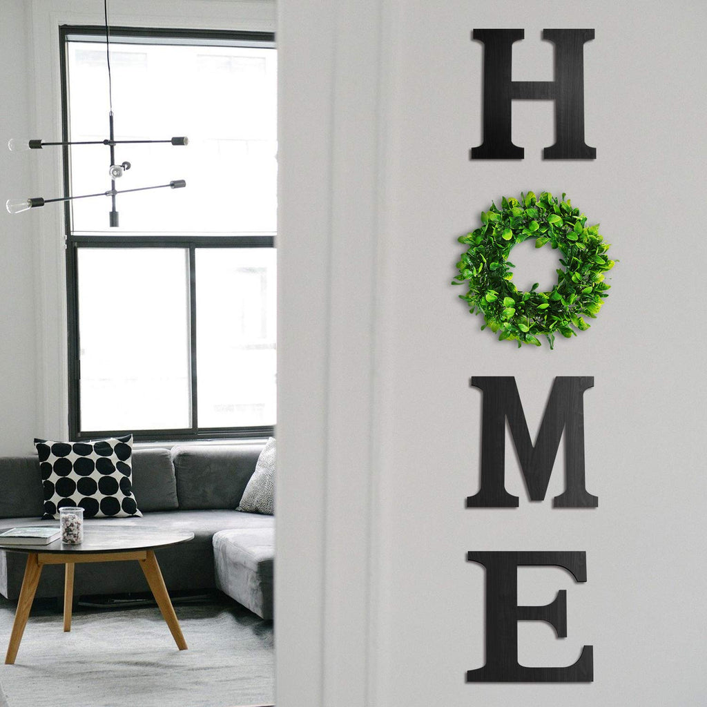 12 Inch Home Letters With Wreath Wall Decor Living Room Black Wooden Home Sign Modern Farmhouse Decor Flower Garland Decoration
