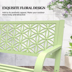 Vingli 50' Outdoor Bench Metal With Floral Back, Garden Bench Front Porch Bench For Yard Patio Entryway Park Outside, 800Lb Capacity - Green