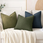 Miulee Linen Pillow Covers 24X24 Inch Blue ?Decorative Boho Farmhouse? ?Neutral Throw Pillows Pack Of 2 Soft Accent Couch Pillowcases Spring Modern Home Decor For Cushion Livingroom Bed