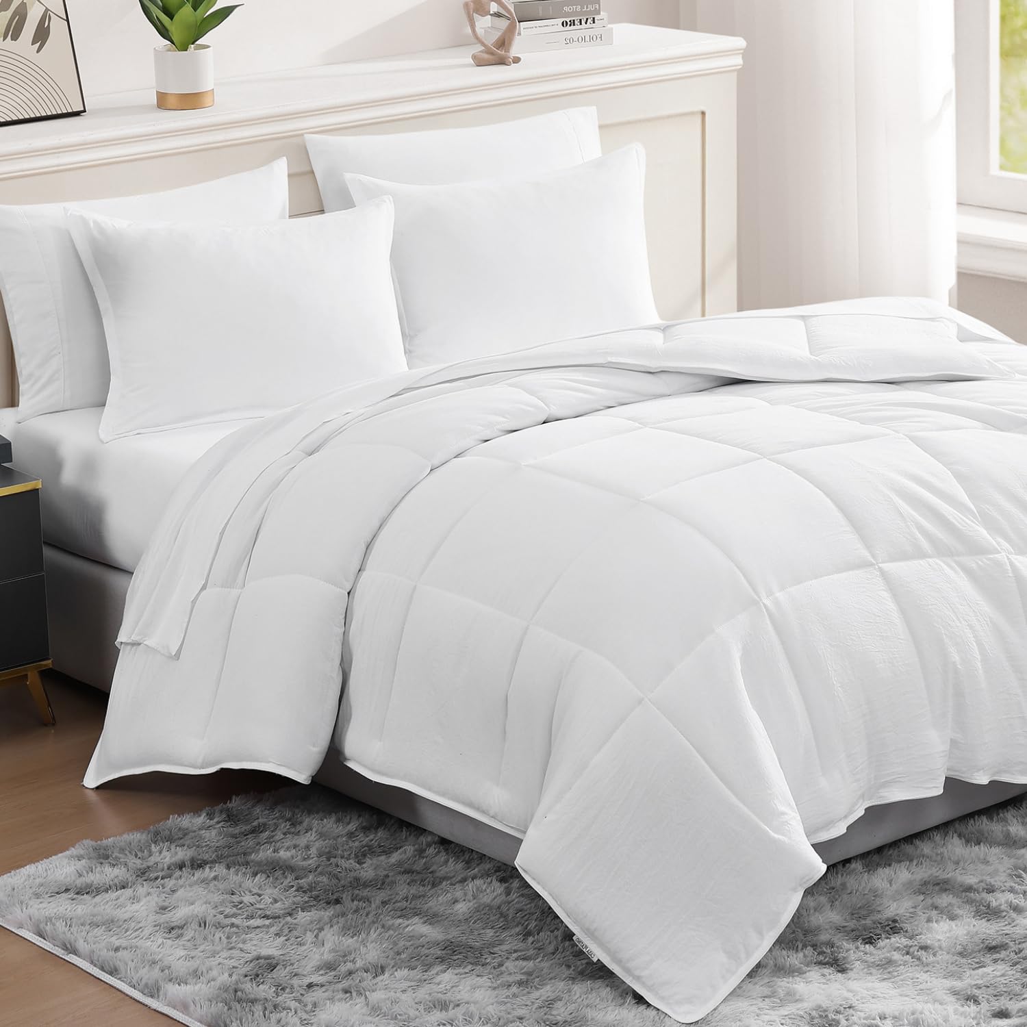 Casa Platino California King Bed Set Pre-Washed - Cozy Brushed Microfiber California King Size Bedding Set With Comforter, Flat