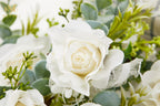 Meldel White Ivory Rose Wrist Corsage, Set Of 6, Wedding Bridal Flower Corsage Hand Decor For Prom Party Homecoming, Wristband F