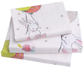 J-Pinno Cute Cartoon Rabbit Bunny 100% Cotton 3 Pieces Twin Sheet Set For Kids Girls Children Flat Sheet + Fitted Sheet + Pillow
