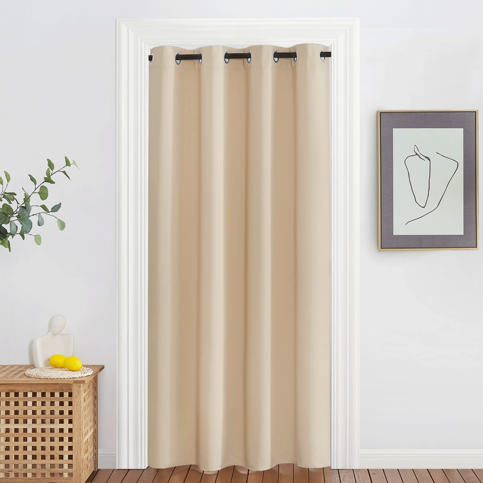 NICETOWN Doorway Curtain & Drape 78 inches Long - Grommet Thermal Insulated Privacy Blackout Window Treatment Soundproof for Bed