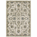 HomeRoots 509869 6 x 9 ft. Beige Gold Blue & Gray Oriental Power Loom Stain Resistant Rectangle Area Rug