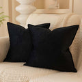 Juspurbet Black Decorative Velvet Throw Pillow Covers 14X14 Inch Set Of 2,Broadside Soft Cushion Case With Invisible Zipper For