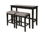 New Ridge Home Goods Brevard Pub Set of Two Sofa Table with Stools, Espresso