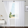 Hiasan White Sheer Curtains For Bedroom With Tiebacks, Rod Pocket Light Filtering Extra Wide Voile Texture Window Curtains For L