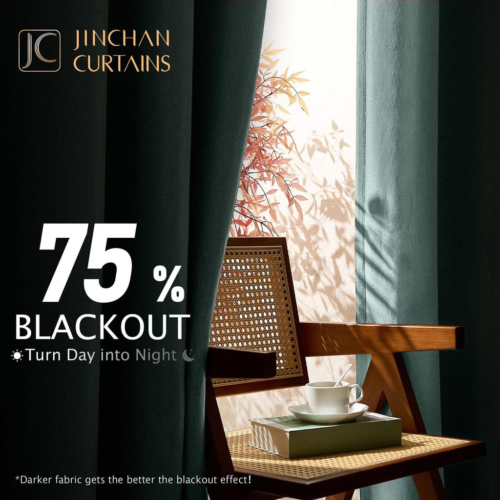 Jinchan Linen Textured 75% Blackout Curtain For Living Room 96 Inch Length Curtain Green Thermal Insulated Grommet Top Window Drape For Bedroom Curtain 1 Panel Beryl Green