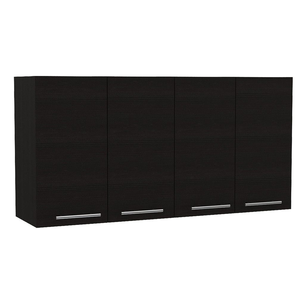 Oceana 120 Kitchen Wall Cabinet with 4 Doors, 2 Cabinets, and 2 Shelves, Black Wenge