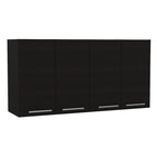 Oceana 120 Kitchen Wall Cabinet with 4 Doors, 2 Cabinets, and 2 Shelves, Black Wenge