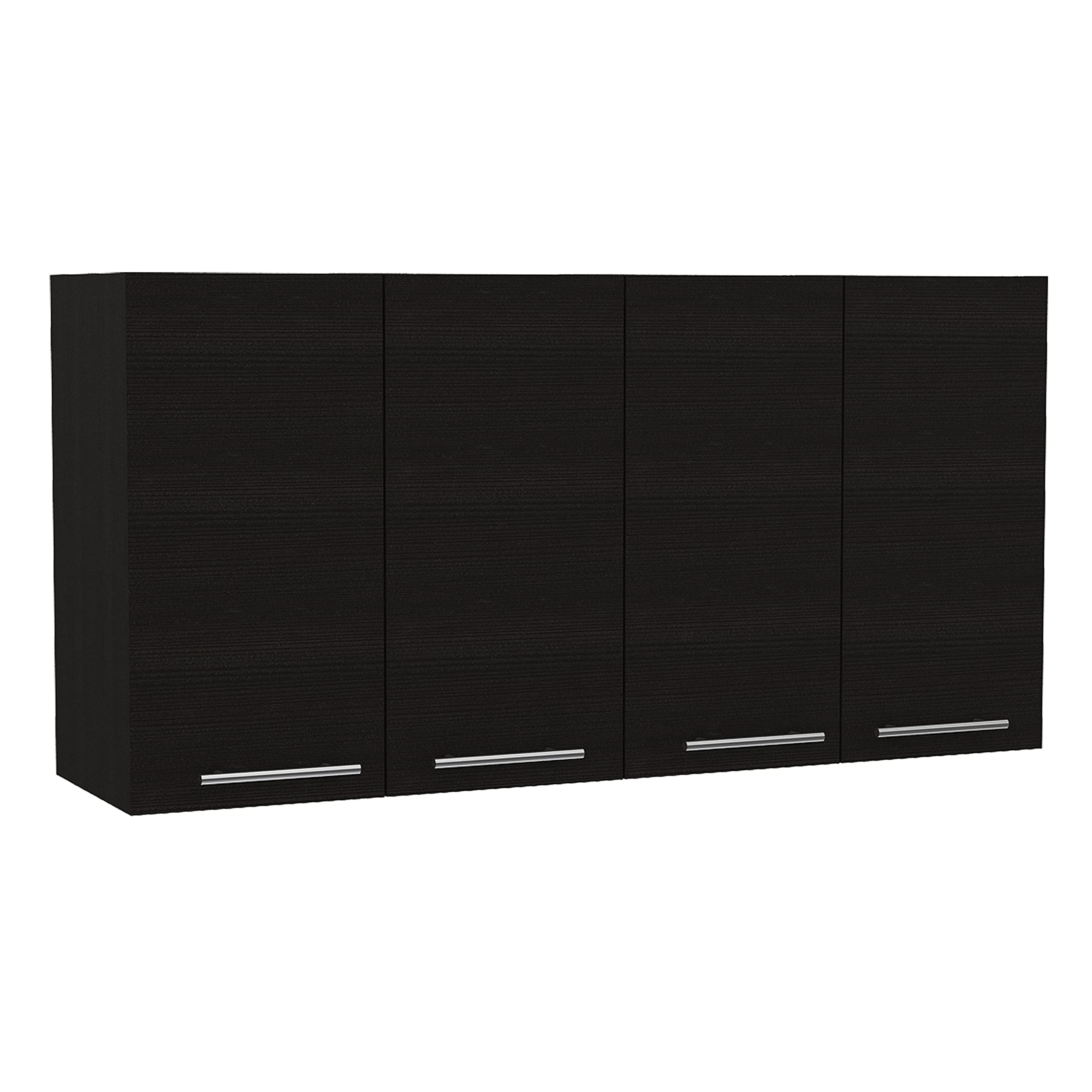 Oceana 120 Kitchen Wall Cabinet with 4 Doors, 2 Cabinets, and 2 Shelves, Black Wenge