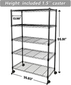 Simple Deluxe Heavy Duty 4-Shelf Storage Shelving Unit, 36' D X 14' W X 55.91' H Steel Organizer Wire Rack 1000Lb Capacity, Black, 2 Pack