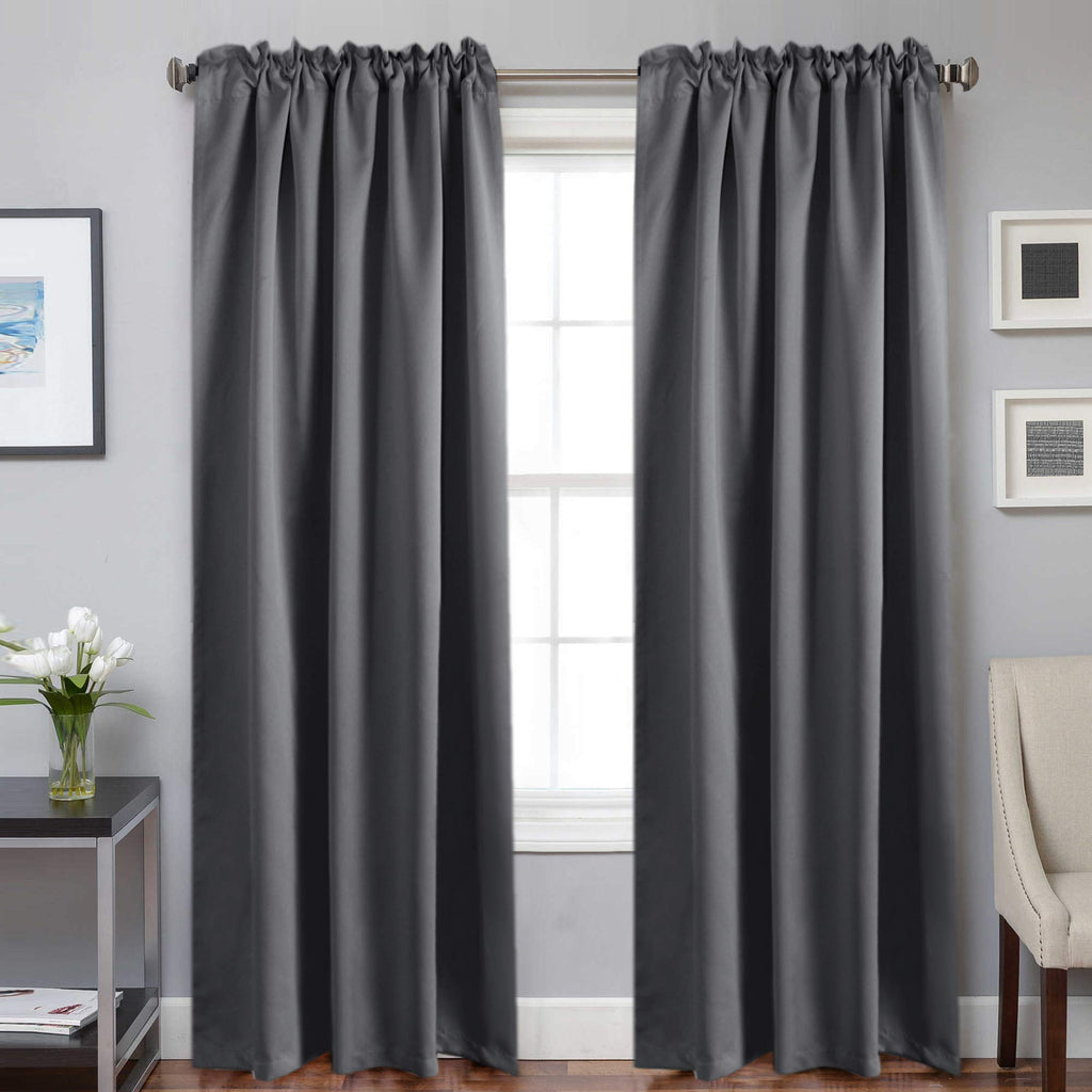 H.Versailtex Blackout Curtains Thermal Insulated Window Treatment Panels Room Darkening Blackout Drapes For Living Room Back Tab/Rod Pocket Bedroom Draperies, 52 X 96 Inch, Charcoal Gray, 2 Panels