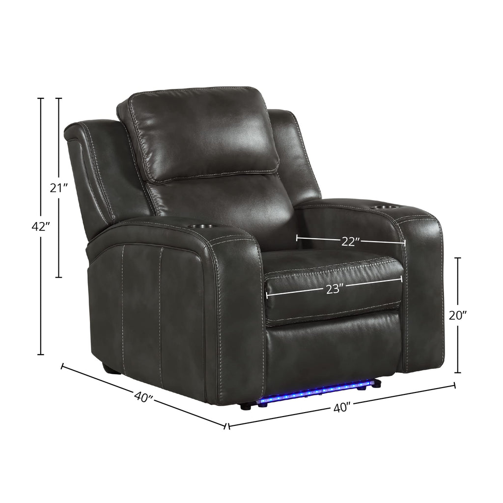 Intercon Silhouette Dual-Power Headrest, Bolero Slate Recliner