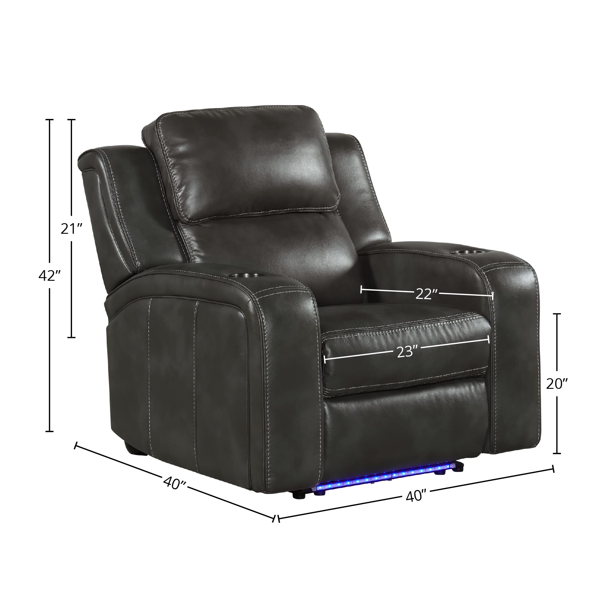 Intercon Silhouette Dual-Power Headrest, Bolero Slate Recliner