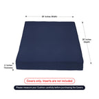 Covers & All Square Outdoor Patio Cushion Slipcovers For Furniture, Armchair, Water, Tear & Uv Resistant Pu Polyester Slipcover With Zippers (Pack Of 2) (28' L X 28' W X 4' Thick, Navy Blue)