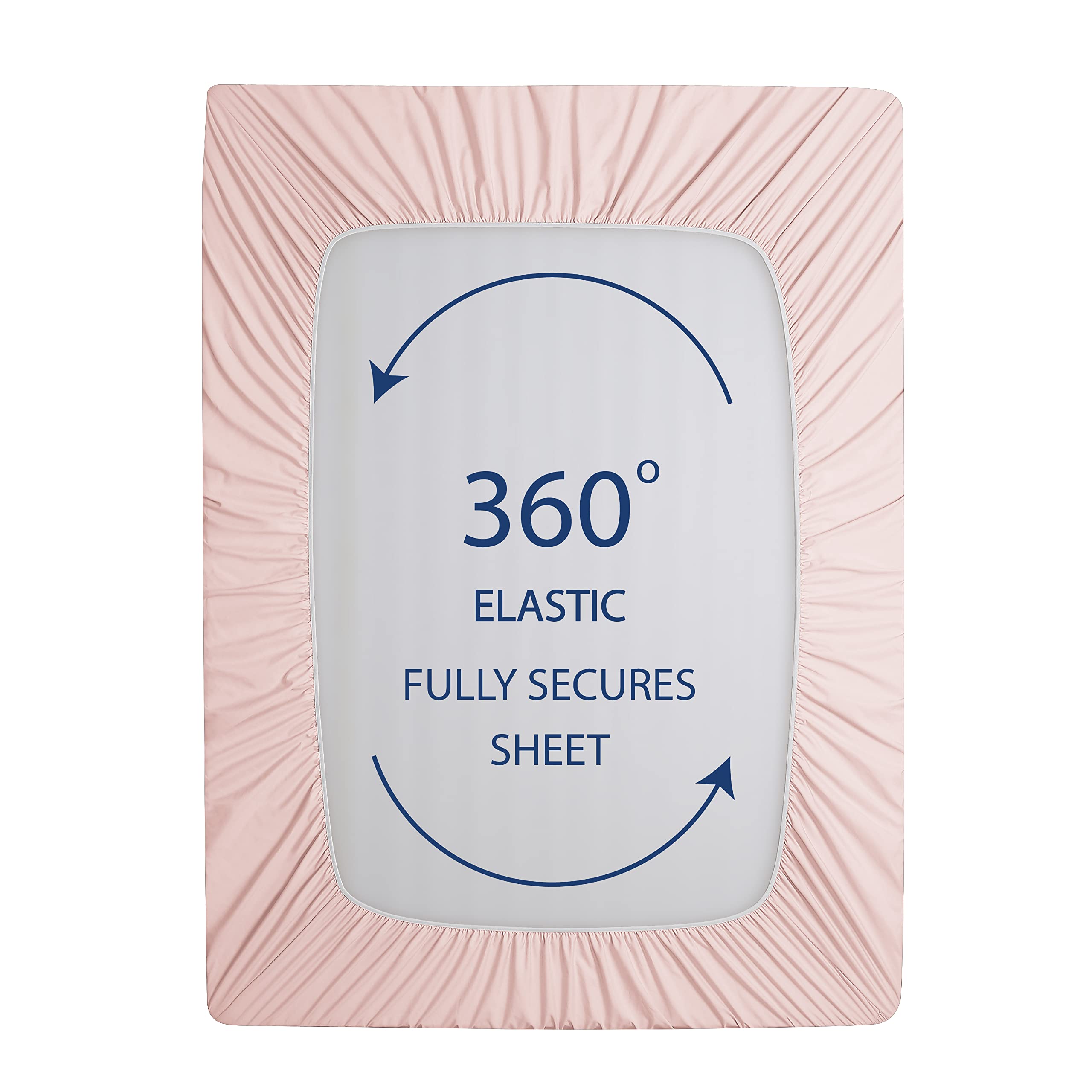 Cathay Home King Fitted Sheet - Double Brushed Ultra Soft - Wrinkle & Fade Resistant - 21' Extra Deep Pocket Fitted Sheet Only - Good Fit For 19'-23' Deep Mattress (King, Blush)