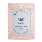 Cathay Home Queen Fitted Sheet - Double Brushed Ultra Soft – Wrinkle & Fade Resistant - 16' Deep Pocket Fitted Sheet Only - Good Fit For 14'-18' Deep Mattress (Queen, Blush)