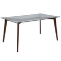 Flash Furniture Parkside 35.25 x 59 Rectangular Solid Walnut Wood Table with Clear Glass Top