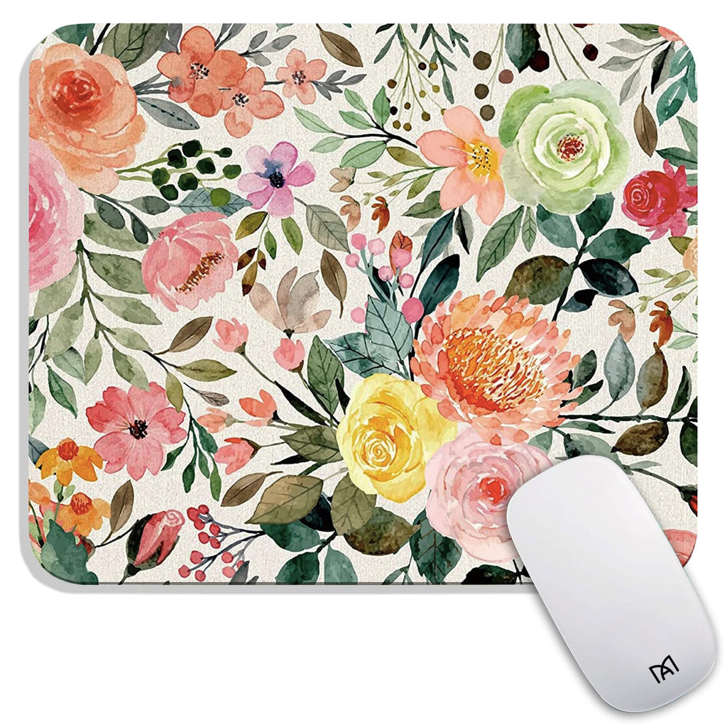 Armanza Square Mouse Pad Watercolour Floral,Personalized Premium-Textured Custom Mouse Mat Design,Washable Mousepad Lycra Cloth,