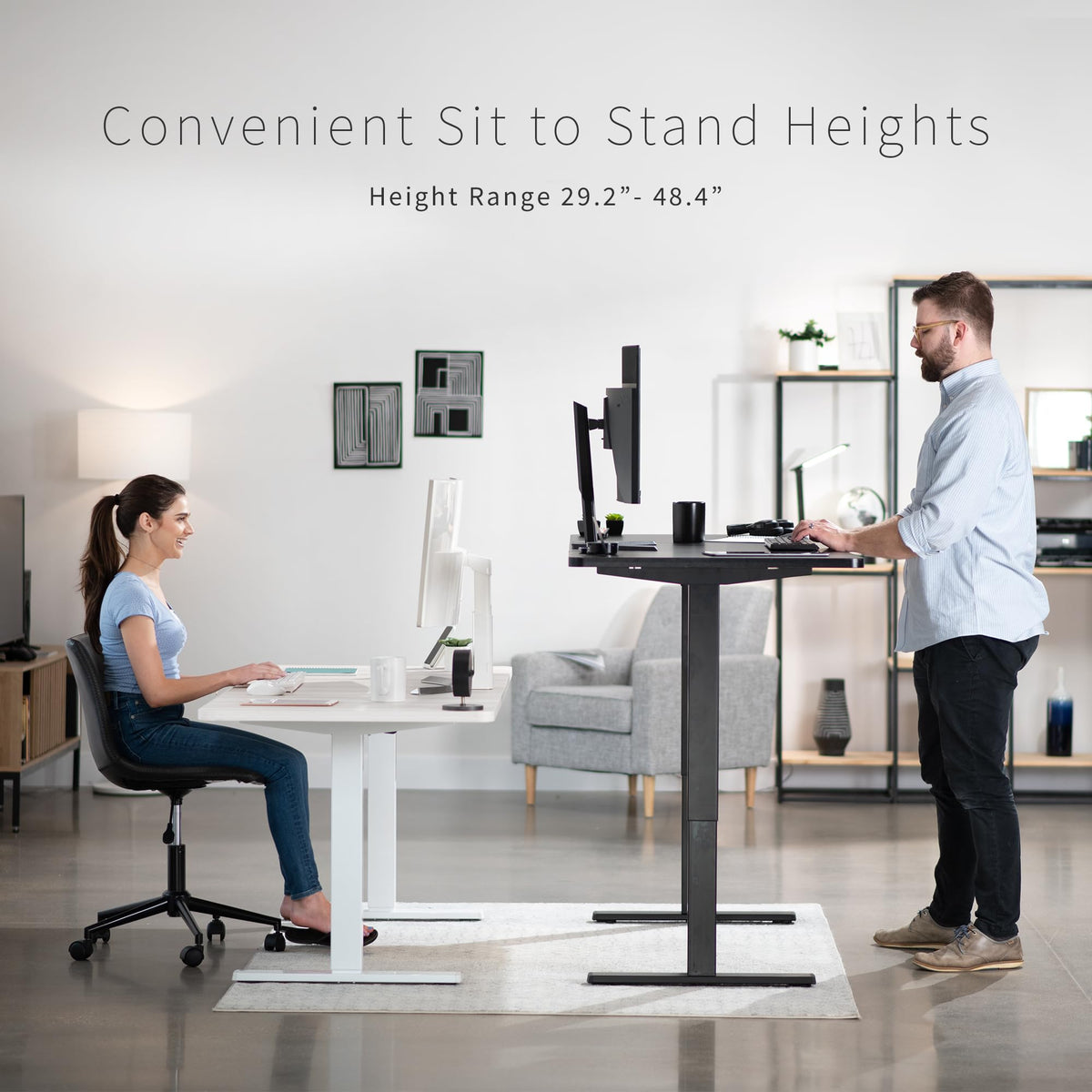 Vivo Electric 60 X 30 Inch Standing Desk Workstation, Memory Controller Height Adjustment, 1B Series, Black Top Black Frame, Desk-Kit-1B6B-30