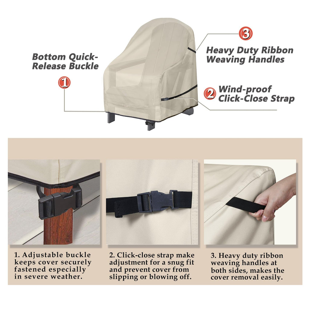 Porch Shield Waterproof Patio Adirondack Chair Cover 2 Pack Fits Outdoor Chairs 32W X 34D X 36H Inch, Beige