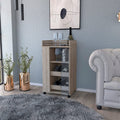 Bar Cart with Two-Side Shelves Beaver, Glass Door and Upper Surface, Light Gray