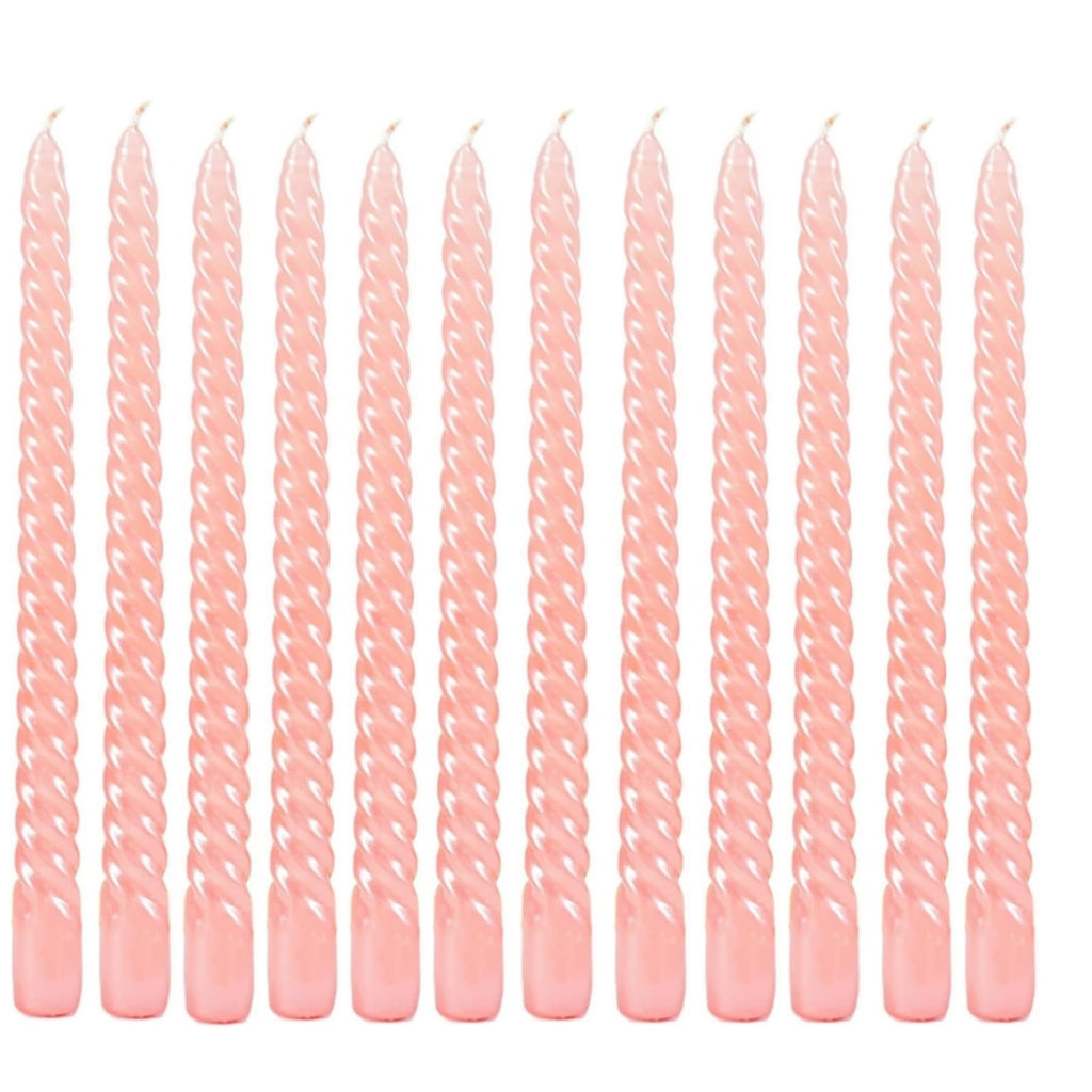 10 Inch Pink Taper Candle, Set of 12,Tapered Candle Burn for 8 Hours, Long Candle Sticks,Tall Candlesticks, Taper Spiral Candles