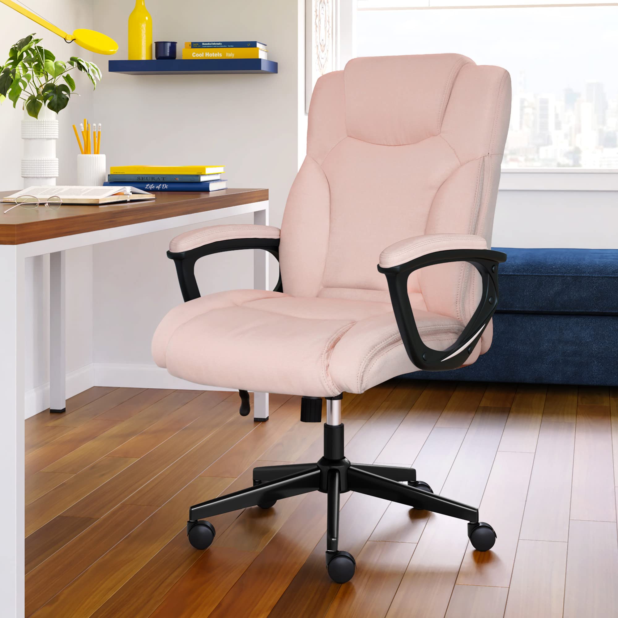 Serta Connor Executive Office Chair Ergonomic Computer Chair Microfiber Fabric Pink 43672G