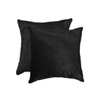 HomeRoots Cowhide, Microsuede, Polyfill 18'' X 18'' X 5'' 2 Pcs Classic Black Torino Cowhide Pillow