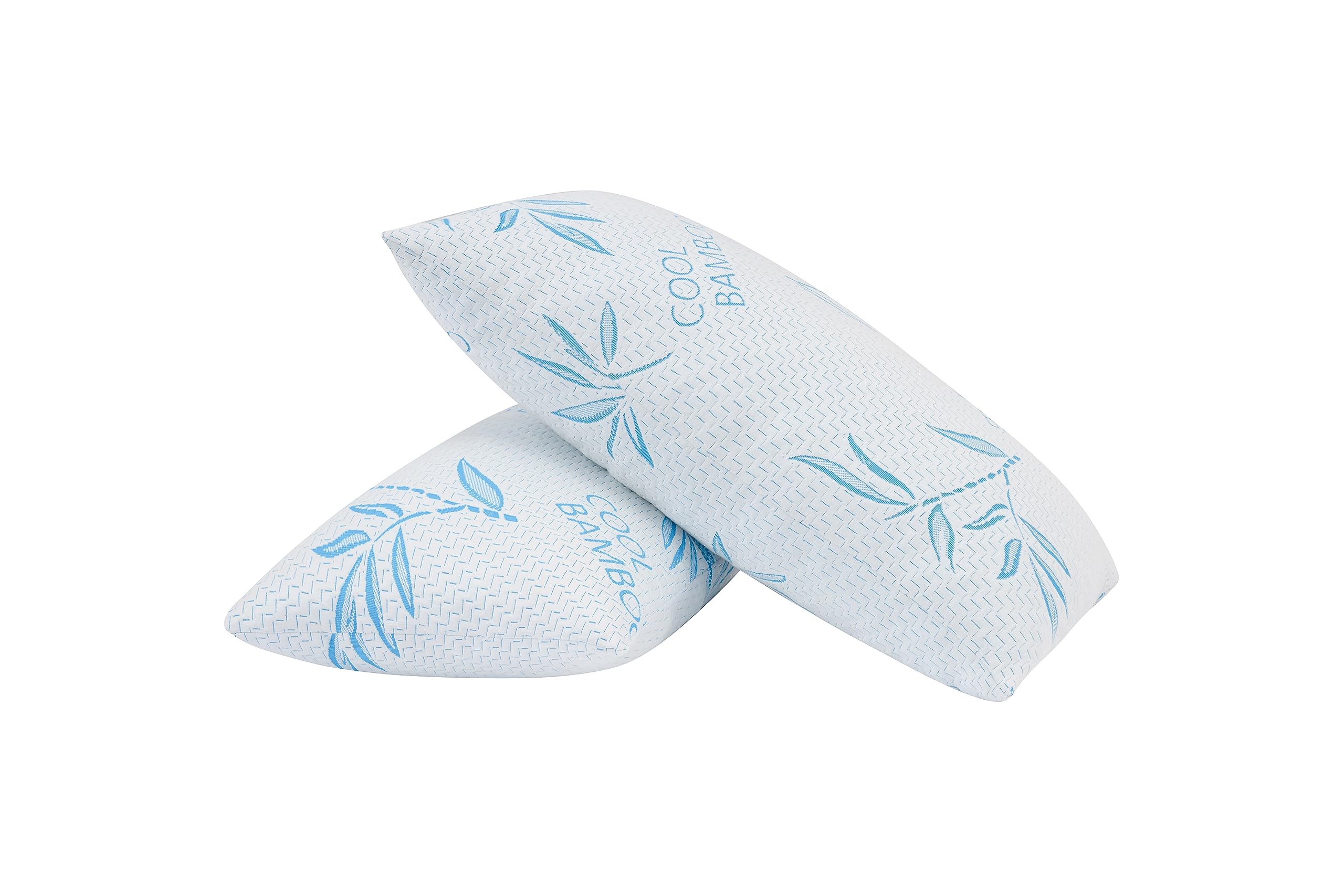 2 Pack Standard Size Rayon Derived From Bamboo Pillow For Sleeping, Cooling Shredded Memory Foam Adjustable Bed Pillow With Hypo