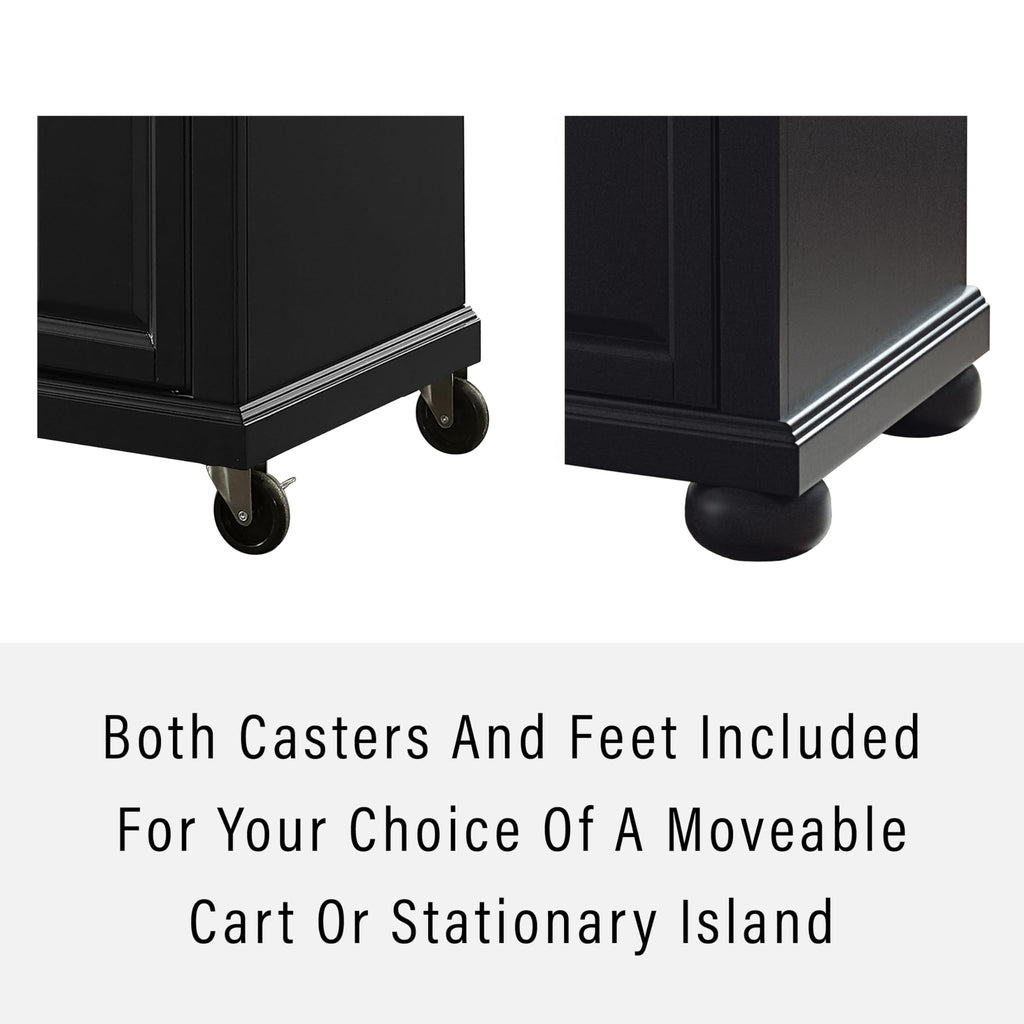 Crosley Furniture Alexandria Stone Top Rolling Kitchen Island Storage Cart, Microwave Stand, Spice Rack, Black