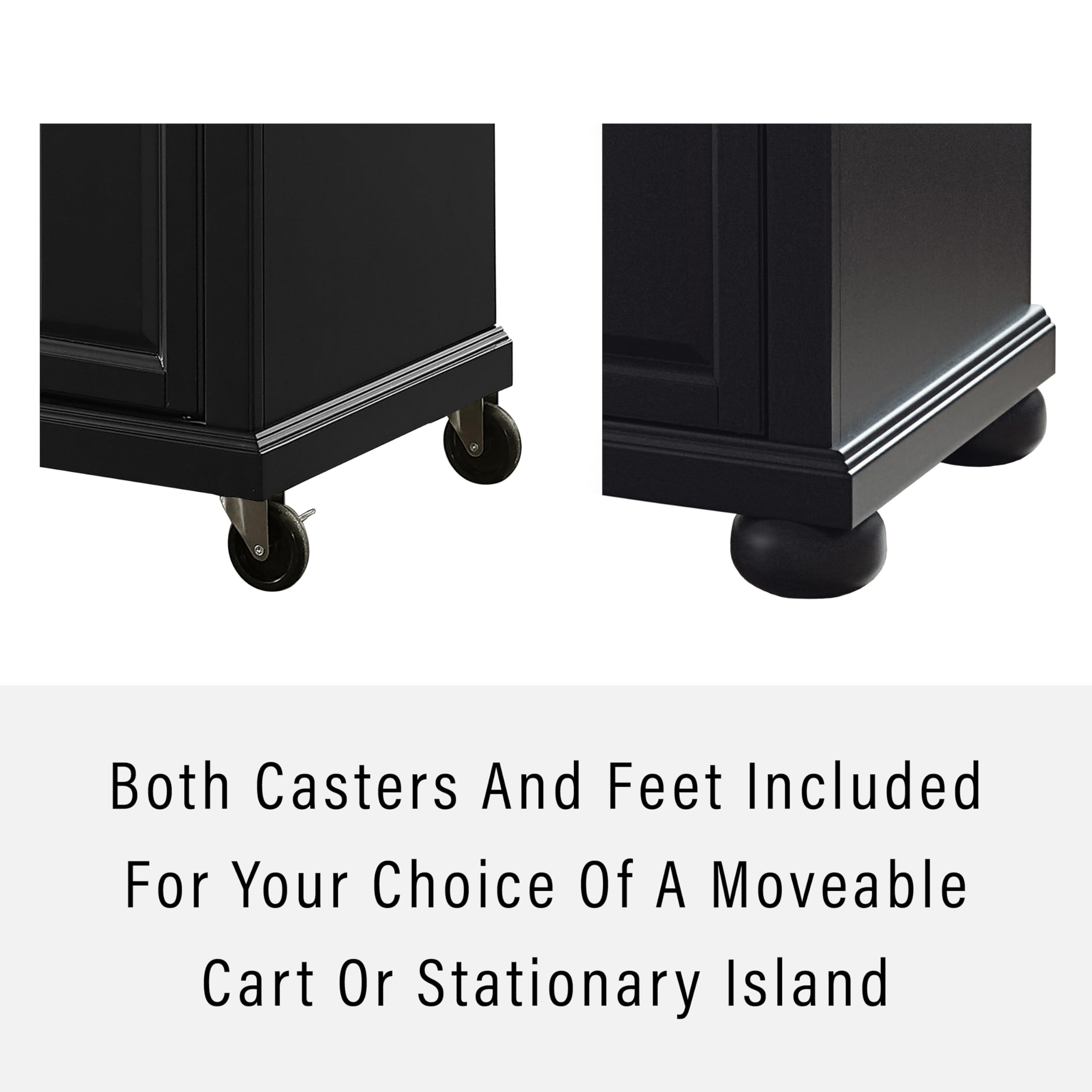 Crosley Furniture Alexandria Stainless Steel Top Rolling Kitchen Island Storage Cart, Spice Rack, Black