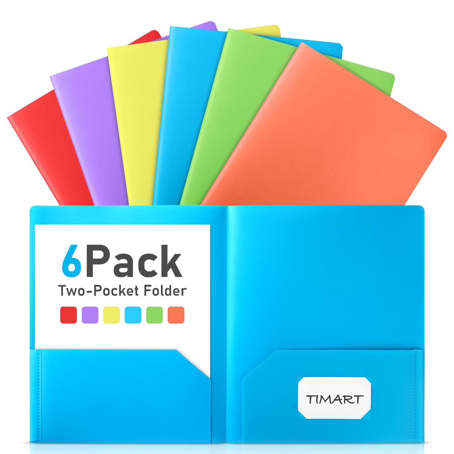 Timart Folders With Pockets-18 Pack, 2 Pocket Folders Fit Letter Size Paper, Plastic File Folders For Documents, Paper File Fold