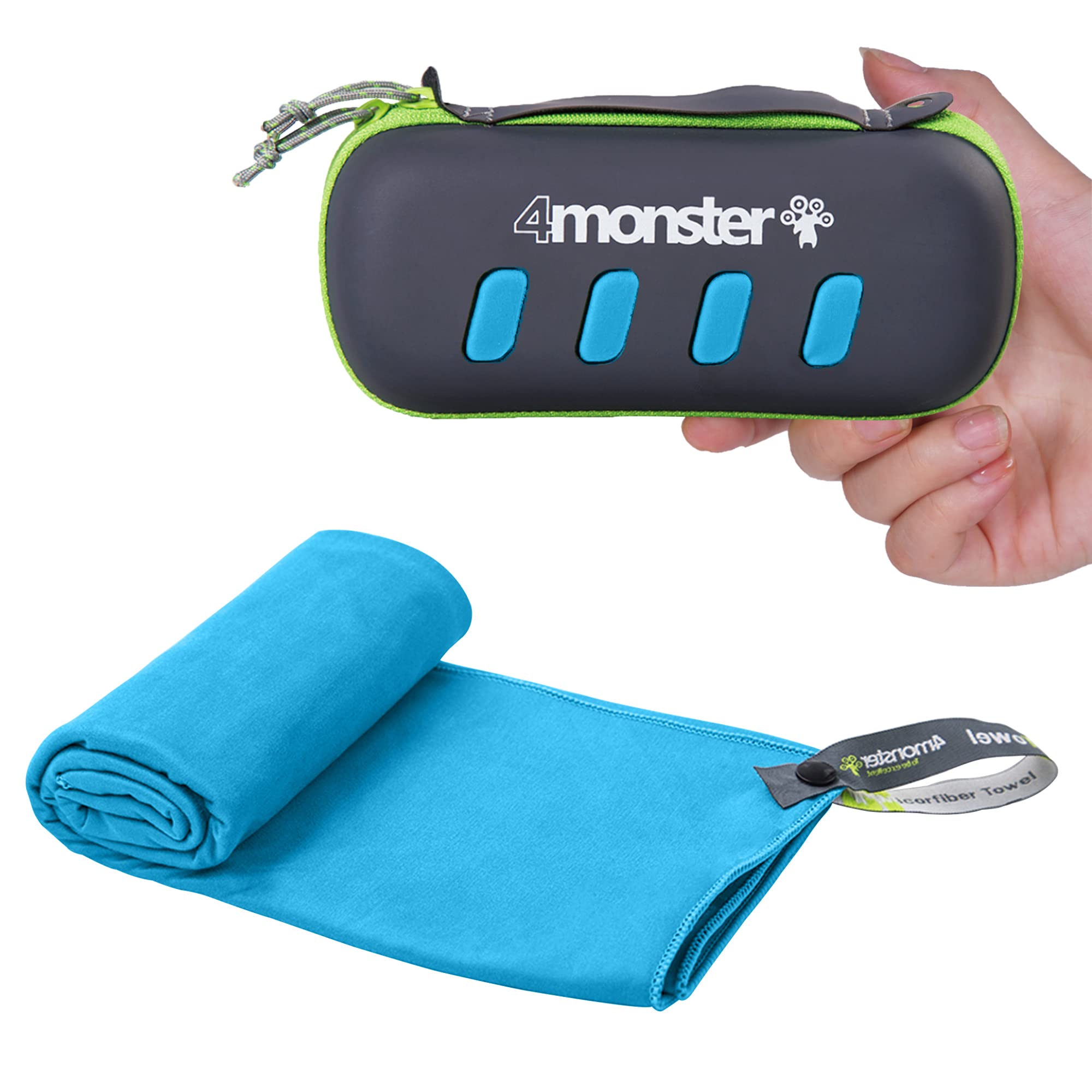 4Monster Microfiber Towel, Travel Towel, Camping Towel, Fast Drying, Soft Light Weight, Suitable for Gym, Beach, Swimming, Backp