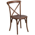 Flash Furniture Hercules Series Commercial Stackable Stackable Pecan Cross Back Chair with Floor Protector Glides