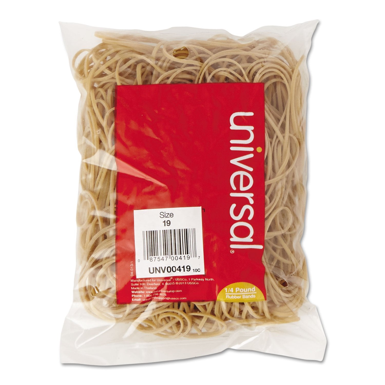 Universal 00419 Rubber Bands, Size 19, 3-1/2 X 1/16, 310 Bands/1/4Lb Pack