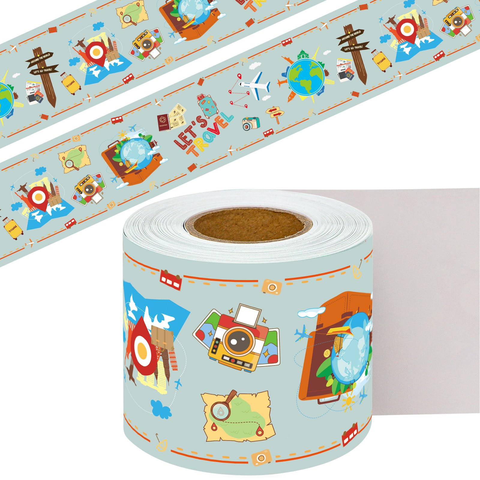 Travel The Map Bulletin Board Border Explore World Straight Border Trim For Back To School Classroom Decoration 52Ft One Roll