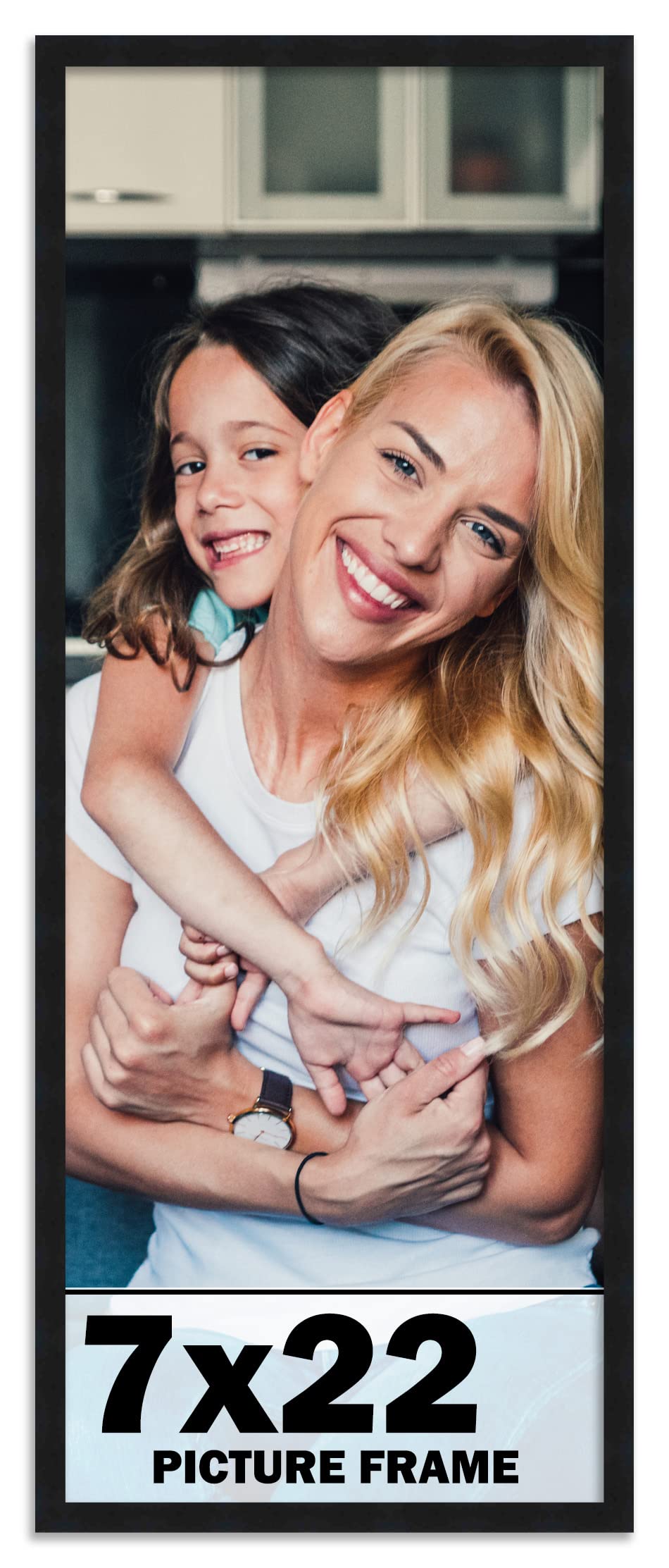 7x22 Frame Black Picture Frame - Complete Modern Photo Frame Includes UV Acrylic Shatter Guard Front, Acid Free Foam Backing Boa