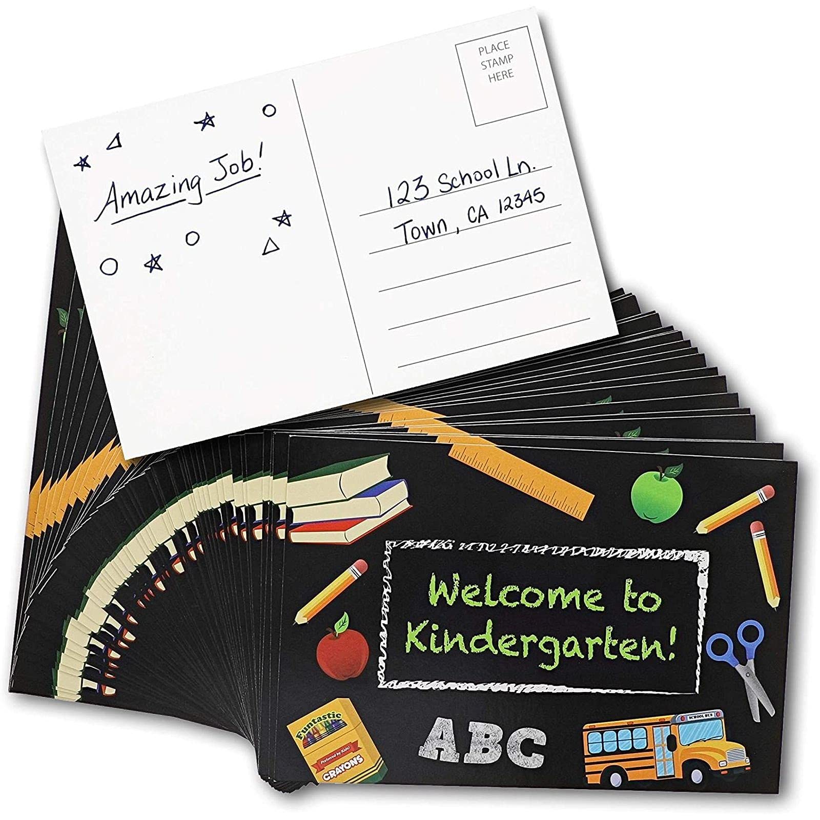 Welcome To Kindergarten Postcards For Students, First Day Of Class (6X4 In, 60 Pack)