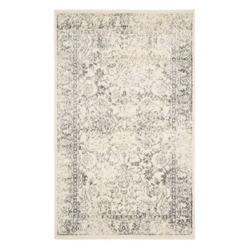 SAFAVIEH Adirondack Collection Runner Rug - 26 x 14, Ivory & Silver, Oriental Distressed Design, Non-Shedding & Easy Care, Ide