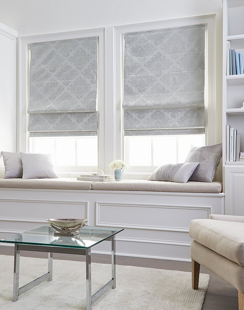 Curtainworks 6Z200601SV Damask Window Shade, 23 W x 64 L, Silver