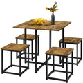 Yaheetech 5 Piece Dining Table & Chair Set - Compact Wood Table Sets Home Furniture for Kitchen Dining Room Small Space -Rustic 